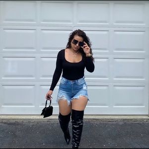 High Waist Distressed Shorts